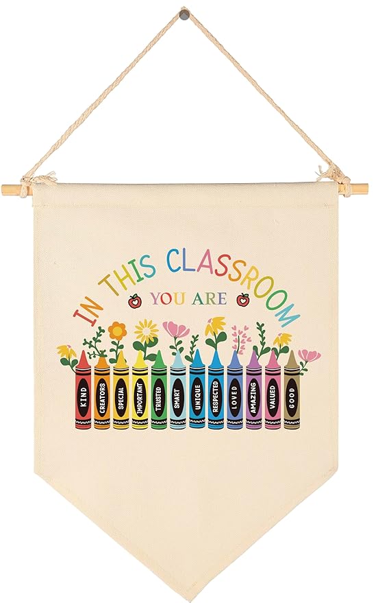 Canvas Banner Flag Sign Pennant Poster Wall Decor Gift for Nursery Classroom Kindergarten Preschool Education Reading Room Playroom Teacher Office Kid Girl Boy-Christmas Gift-in This Classroom