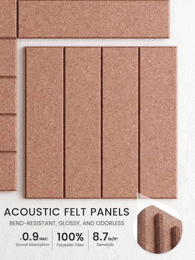 Bumusty Large Cork Board Alternative-36 x 24" Felt Bulletin Board Tiles, with 30 Pushpins, 40 Adhesive Tabs, 6-Pack Slat Wall Paneling, Cork Boards for Office Push Pin Board Felt Board-Terracotta
