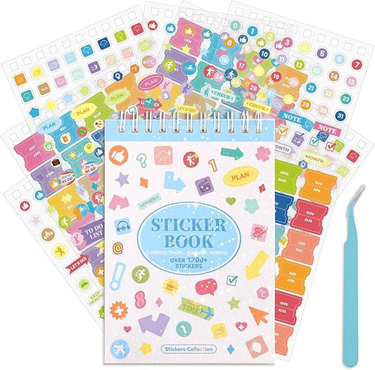 1200+ Monthly Planner Stickers for Women & Men - Aesthetic Happy Planner Accessories Enhance and Streamline Your Planner, Journal and Calendar, PET Material Bullet Journal Sticker Book for Daily Life