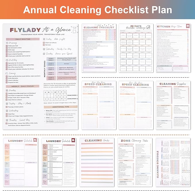 2pcs Adhd Cleaning Planner for Adults Women Teens Adhd Cleaning and Organizing Planner Cleaning Schedule and Checklist Notebook List Daily Weekly Monthly for Home Chore Chart Adhd Daily Planner