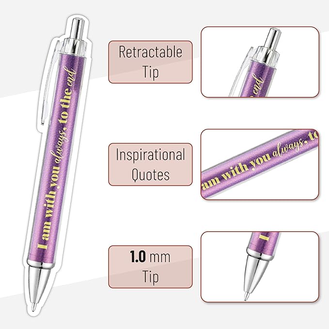 Mr. Pen- Christian Pen Set, 50 Pack, Black Ink, Earthen Hues, Bible Verse Pens Ballpoint Bulk