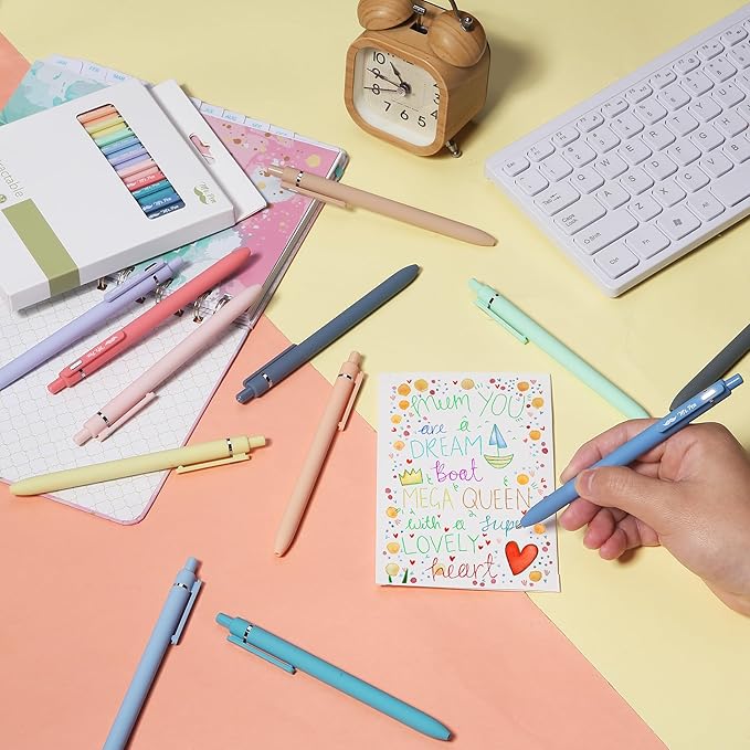 Mr. Pen- Retractable Cute Gel Pens for Journaling, 12 Pack, Assorted Color, 0.7 mm, Pastel Barrels, Smooth Writing Aesthetic Pens for Women