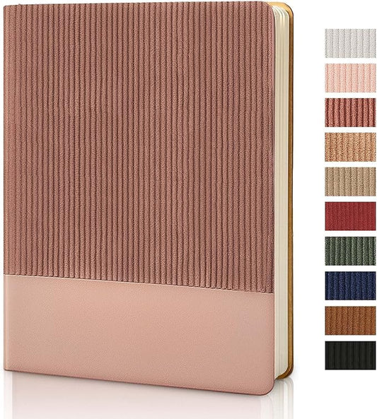 Lined Journal Notebook for Work College Ruled Note Book 7.2"x9.6" B5 PU Leather Daily Journaling 160 Pages for Women Men Writing Home School Supplies Business (Dark Pink)