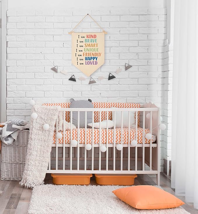 Banner Flag Sign Pennant Poster Wall Decor Gift for Classroom Nursery Baby Room Playroom Reading Room Bedroom Door Above Crib Boy Girl Kids-Baby,Shower,Birthday Christmas Gift-I Am Kind I Am Brave