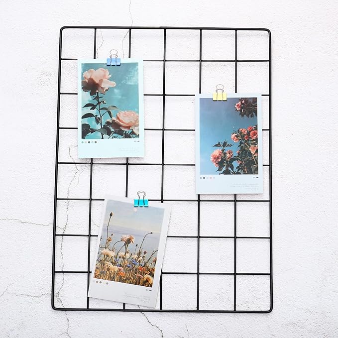 PATIKIL 16"x12" Wire Grid Panel, 1 Pack Wall Grid Decorative Panels Board Photo Pictures Display Decor Hanging Organizer for Home Office, Black