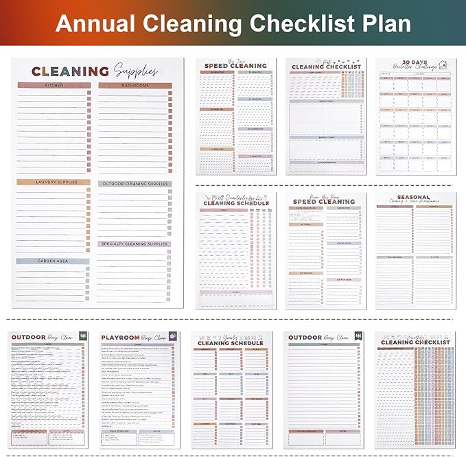 2pcs Adhd Cleaning Planner for Adults Women Teens Adhd Cleaning and Organizing Planner Cleaning Schedule and Checklist Notebook List Daily Weekly Monthly for Home Chore Chart Adhd Daily Planner