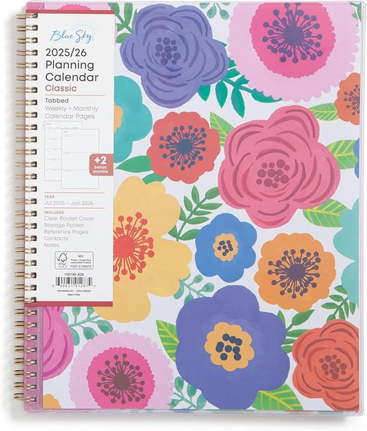 Blue Sky Weekly and Monthly Academic Year Planner Calendar, July - June, Flexible Pocket Cover, Wirebound, Storage Pocket, Laminated Tabs, Mahalo (Mahalo- 2025/2026, 8.5" x 11")