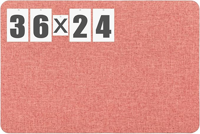 36" x 24 Linen Fabric Bulletin Board Pinboard for Walls Display Frameless Pinboard Display Notice Memory Board for Office Home Walls Kitchen Easy to Install(Coral Red)
