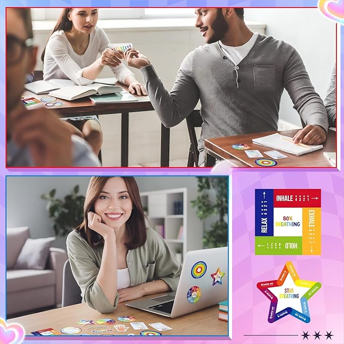 Tenceur 240 Pcs Adhesives Sensory Stickers with Inspirational Quotes Mindfulness Relief Anti Stress Items School Counselor Supplies Textured Strips for Adult Teen (Colorful)