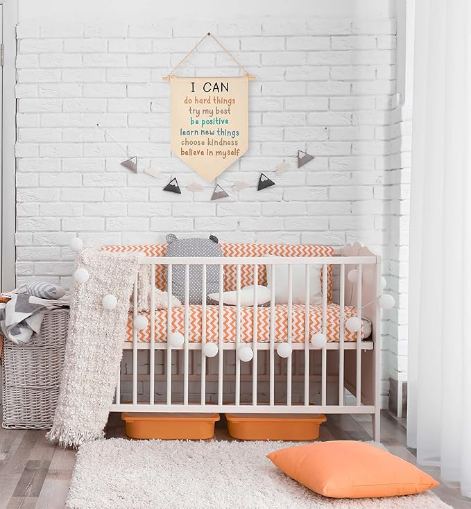 Canvas Banner Flag Sign Pennant Poster Wall Decor Gifts for Nursery Classroom Kindergarten Preschool Bedroom Reading Room Playroom Door Baby Room Teacher Office-Christmas Gift-I Can Do Hard Things