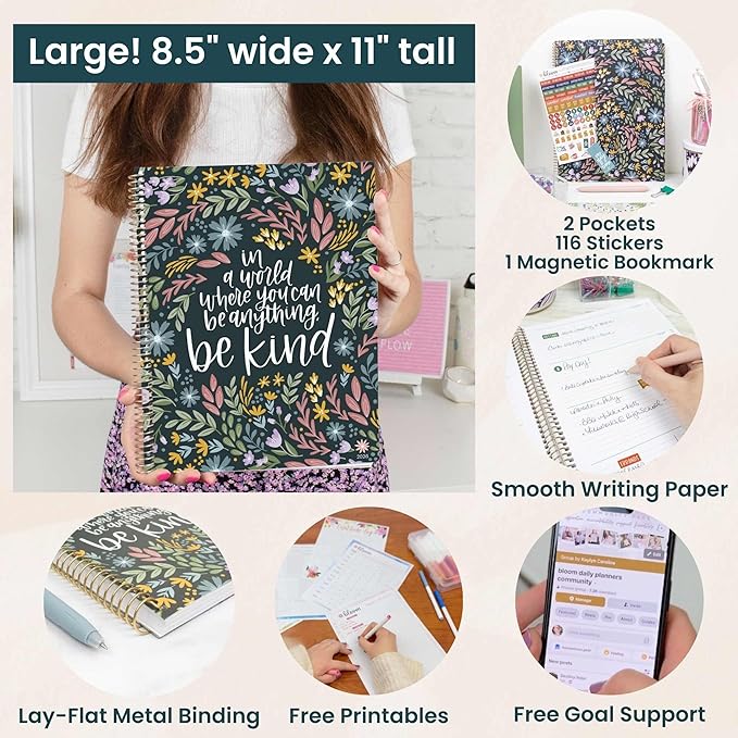 bloom daily planners 2026 Planner (January to December) - 8.5” x 11” Weekly & Monthly Dated Agenda Organizer Book with Stickers & Tabs - Flexible Soft Cover - Be Kind