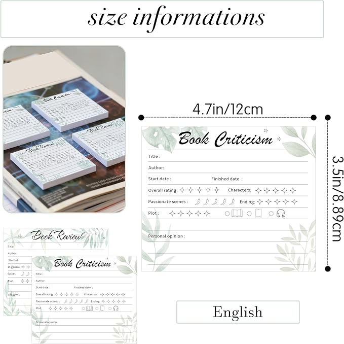 SMARSTICKER 12 Pack Book Lover Sticky Notepads Gifts To Do List Pads for Reader Bookish Desk Office School Birthday Party Favors Supplies (English)