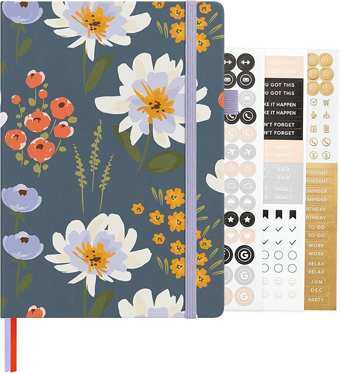 &And Per Se Dotted Journal Notebook for Women&Men with Pattern, A5 Leather Hardcover, 160 Pages 100GSM Thick Dotted Paper, Valentine's Day Gift Journal for Her (Garden Flowers)