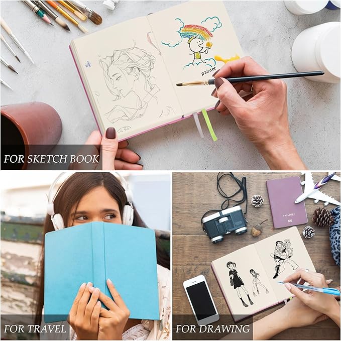Thick Blank Journal Notebook 720 Pages 3.9 × 5.5 No Lines Soft Leather Pocket Blank Notebook for Women Drawing Book Memo Writing Sketch Diary Notebook (Pink Blank Notebook)
