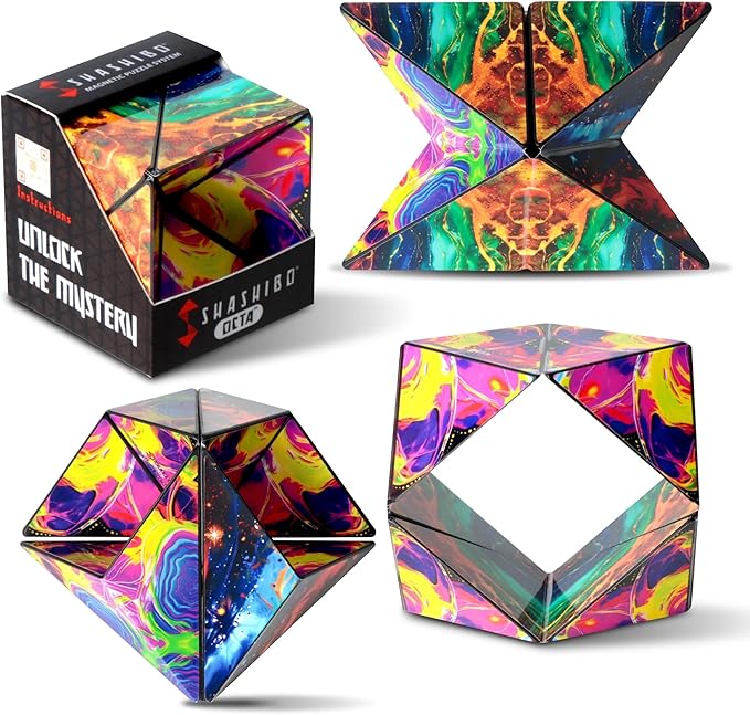 Shashibo Octa Shape Shifting Box - STEM Fidget Toy with Ultra Strong Magnets, Perfect Sensory Gift for Kids, Teens, and Adults – Pairs w/All Shashibo Cubes (Infinity)