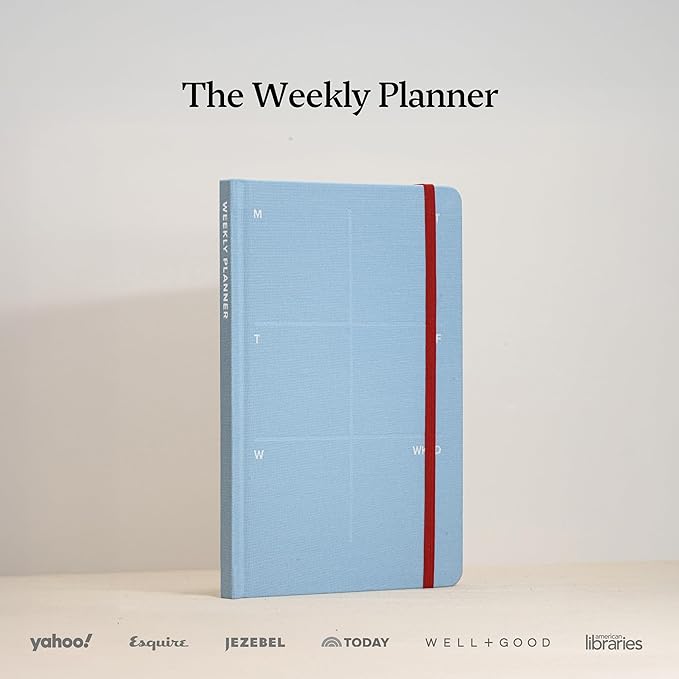 Kunitsa Co. Undated Planner - Hardcover, with Habit Tracker & Goal Setting - Weekly, Full Year (Blue)