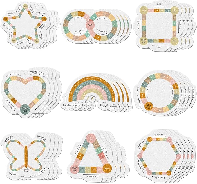 36 Pcs Anxiety Sensory Stickers Strips Adhesive Textured Mental Health Calm Stickers Mindfulness Fidget Decals Stress Anxiety Relief Items for Therapy Office Desk (Brown Breathe)