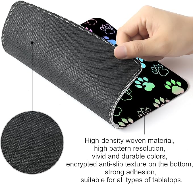 Dog Paw Square Mouse Pad,Non-Slip Rubber Base Mouse Pad,Home Office Decoration Desktop Accessory,Laptop Mouse Pad for Office Laptops,9.4x7.8x0.12inch 3