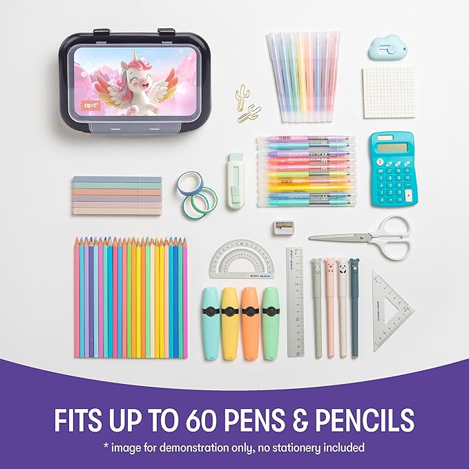 ZIPIT Recycled Plastic Pencil Box for Kids | 2 Compartments Pencil Case for School | Large Capacity Pencil Box for Girls and Boys