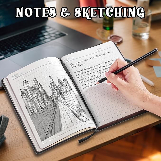 2026 Leather Vintage Journal Notebook,300 Pages,Leather Softcover Lined Journal Notebooks for Women Men,Notebook Journals for Writing Travel,Business,Office,5.7'' X 8.3'',Black
