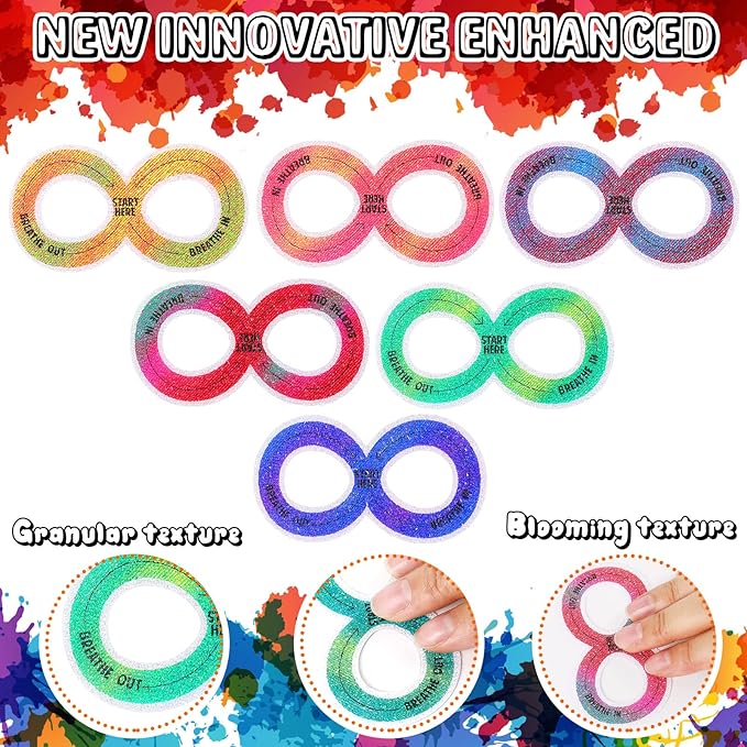 36 Pcs Sensory Strips Infinity Rainbow Anxiety Mindfulness Stickers Adults Stress Breathing Stickers Fidget Adhesives Rough Textured Tape for Classroom Desk Office Computer(Figure of Eight)