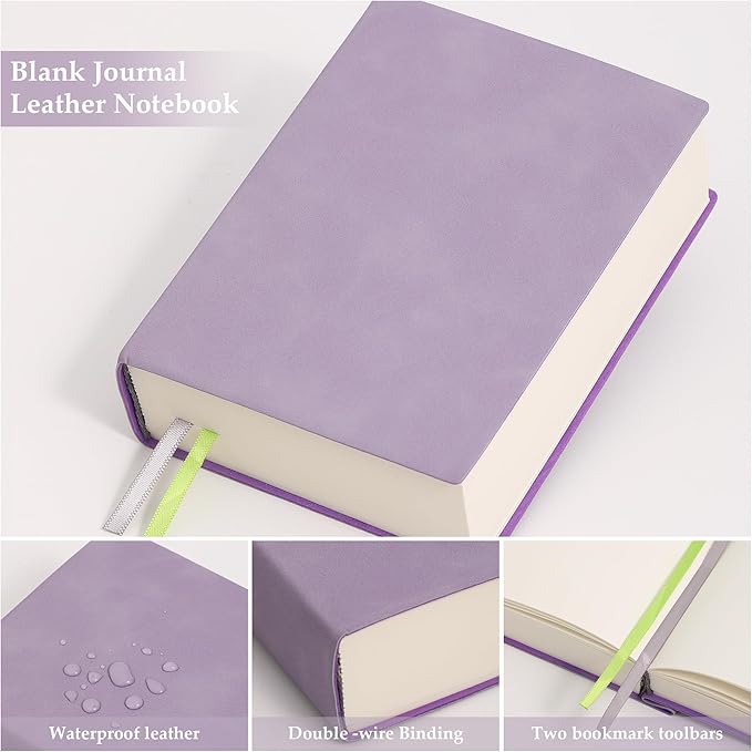 Thick Blank Journal Notebook 720 Pages 3.9 × 5.5 No Lines Soft Leather Pocket Blank Notebook for Women Drawing Book Memo Writing Sketch Diary Notebook (Purple Blank Notebook)