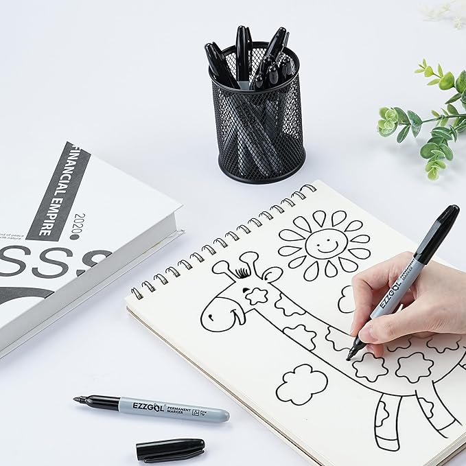Permanent Markers Bulk, 150 Pack Fine Tip Black Permanent Markers, Waterproof Markers, Premium Smear Proof Pens, Quick Drying, Office Supplies for School, Office, Home