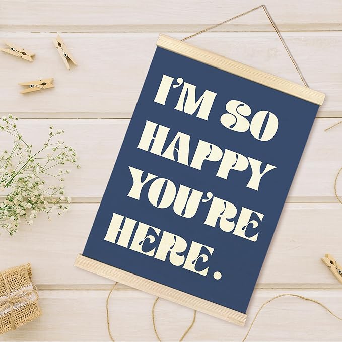 TAEDIN Boho Classroom Wall Art Poster Hanger Frame - Blue Nursery Wall Art with Wood Frames, Inspirational Wall Hanging Decor for Baby Kids Room School Home Bedroom, 12x16 Inches