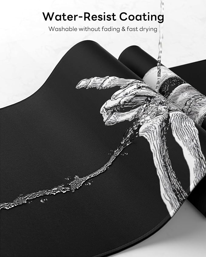 XL Gaming Mouse Pad, 31.5x17.5'' Large Desk Mat with Anti-Slip Rubber Base & Stitched Edges for Gaming, Office, Home - Fun Skull