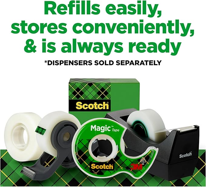 Scotch Magic Tape, Invisible, Home Office Supplies and Back to School Supplies for College and Classrooms, 12 Rolls