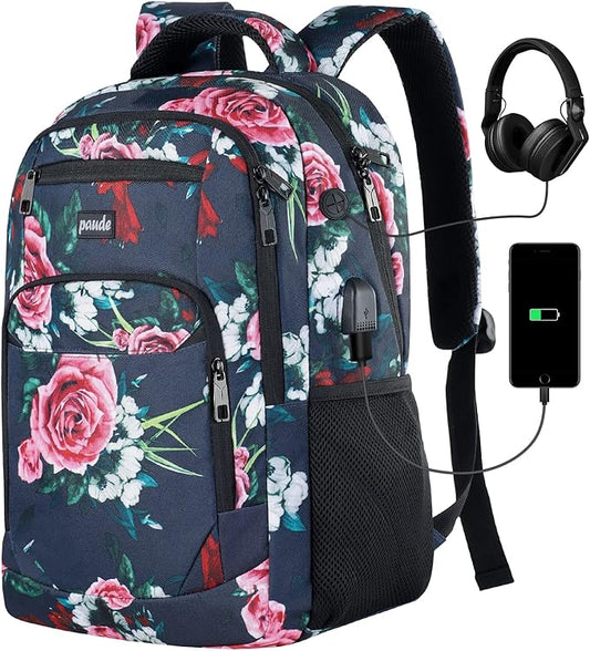Paude Backpack for Women and Teen Girls,College Backpack Travel Laptop Bookbag for City Trip Office