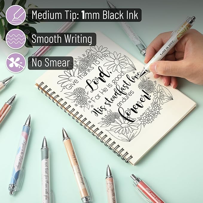 Mr. Pen- Christian Pen Set, 50 Pack, Black Ink, Gradient Ombre, Bible Verse Pens Bulk, Ballpoint No Bleed Through