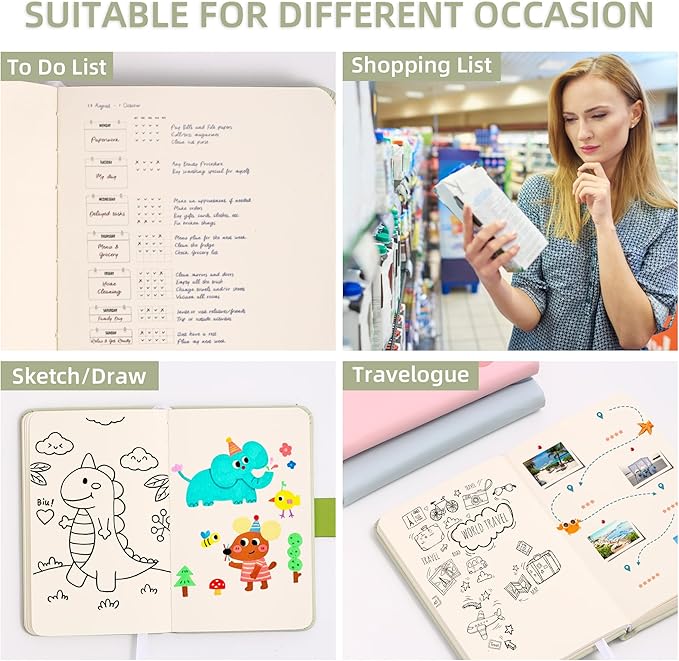 BOBO RABBIT Blank Journal Small Pocket Leather Notebook No Lines for Drawing Plain Sketch Book Cute Cartoon Capybara Unlined Journal for Travel Work School, 200 Pages, 3.7"X5.9"