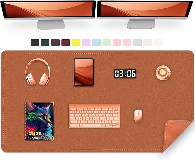 47.2" x 23.6" Large Desk Pad - Non-Slip PU Leather, Waterproof Writing Mat, Work Desk Blotter