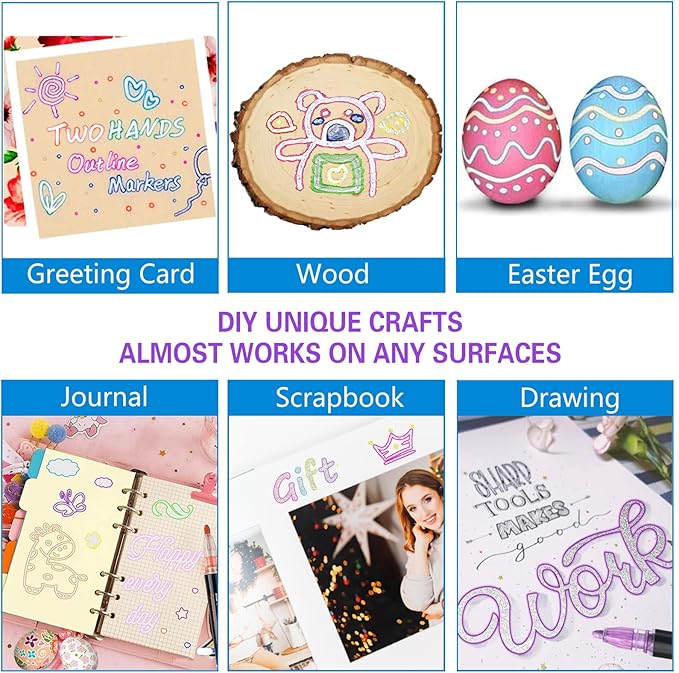 Easter Basket Stuffers Teens,12 Glitter Markers Outline Pens Metallic Shimmer,Cute Art Supplies Kids 6 7 10 9-12 Year Old Tween Teen Girl Gifts Trendy Stuff,Arts Crafts Kids Age 8-12,Crafts Girls 8-12