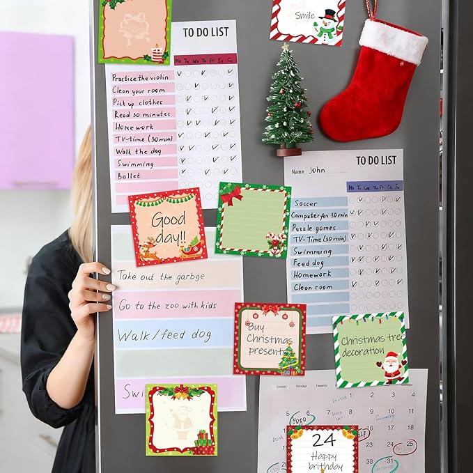 600 Christmas Sticky Notes, Cute Santa Claus Snowman Reindeer Memo Notes Xmas Note Pads for Christmas Party Favors Home Office School Supplies