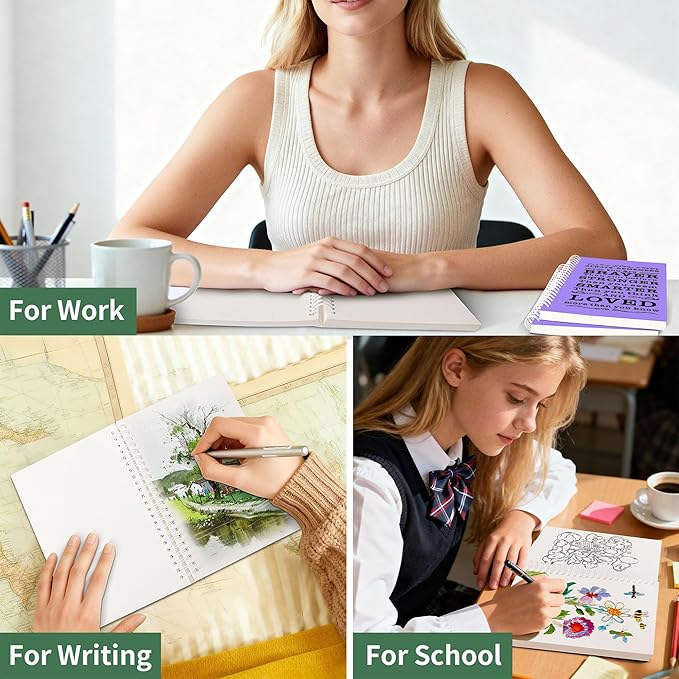 2Pcs Blank Spiral Notebook,Inspirational Gifts A5 Hardcover Sketch Book,Art Sketchbook for Drawing, Unlined, Plain Sketch Book for Women Men Work Writing,160 Pages (2, Blank Page Purple)