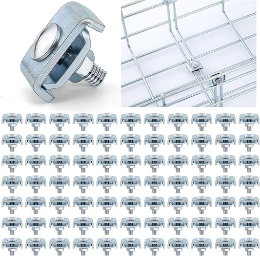 Zonon 50 Grid Wall Clips Splice Washer Kit, Mesh Cable Tray Wire Shelf Kit, Reinforced Joint Clamp for Wire Mesh Cable Tray, End to End Splice Connector Fit 4mm - 6mm Diameter
