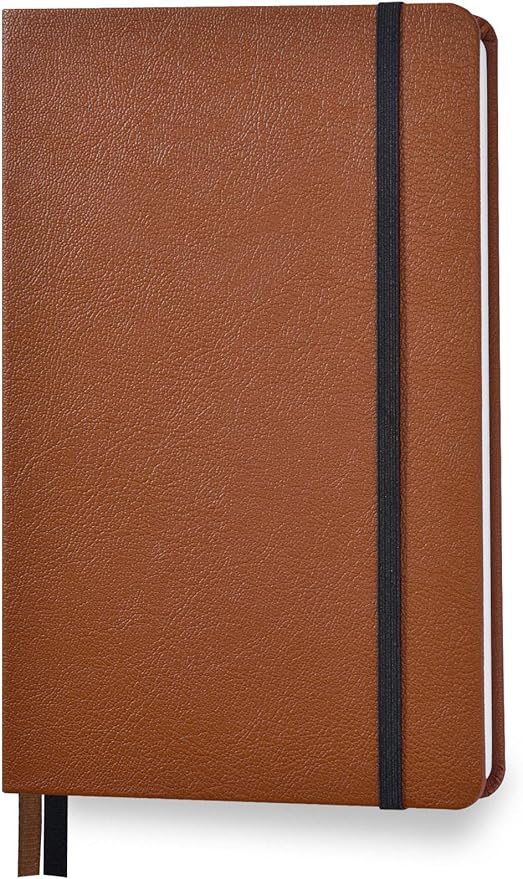 Minimalism Art, Premium Hard Cover Notebook Journal, Classic 5" x 8.3", 122 Numbered Pages, Gusseted Pocket, Ribbon Bookmark, Extra Thick Ink-Proof Paper 120gsm, San Francisco (Dotted, Brown)
