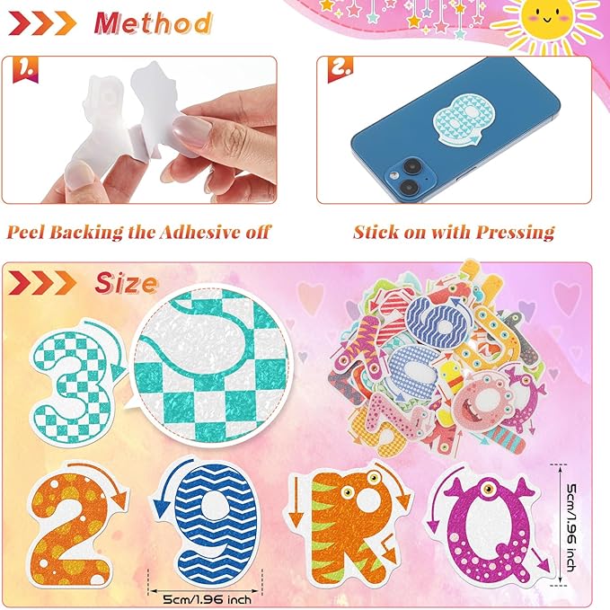 36 Pcs Anxiety Sensory Stickers Strips Adhesive Textured Mental Health Calm Stickers Mindfulness Fidget Decals Stress Anxiety Relief Items for Therapy Office Desk(Letters and Number)