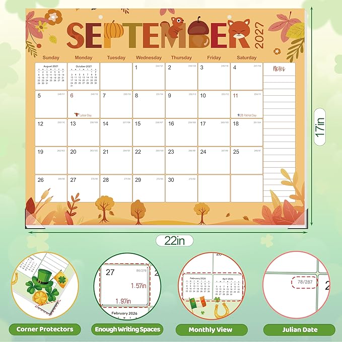 GuassLee Desk Calendar 2026-2028,36 Months 22" x 17" Large Calendar from January. 2026 to December. 2028,Desktop/Wall Monthly Planner with Julian Date and Thick Paper for Office Home School