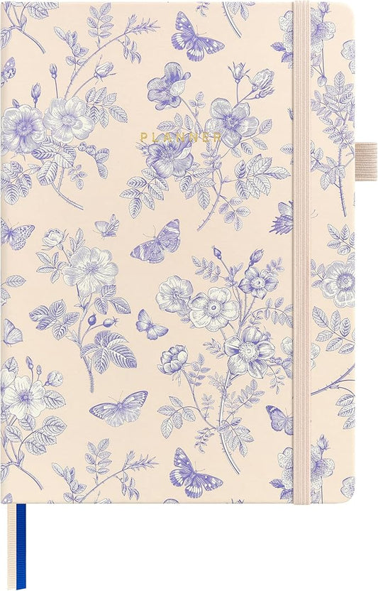 And Per Se Undated Planner – A5 Weekly & Monthly Goal Planner for 72 Weeks (1.5 Years) – Hardcover with Monthly Tab Stickers, Back Pocket & Habit Tracking (Blue Flowers)