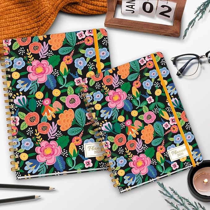 2026 Planner 8.5 x 11, Large Weekly and Monthly Planners with Tabs, A4 Spiral Bound Daily Calendar 2026 Planner, 12 Month Agenda Organizers from Jan. to Dec.(Pink Bloss)