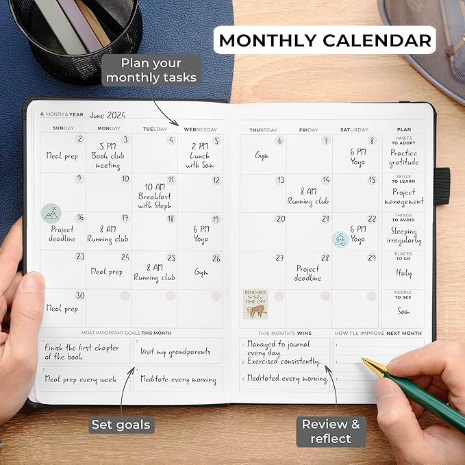 Clever Fox Self Mastery Journal – Guided Daily Reflection & Self Improvement Journal with Prompts – Journaling Notebook for Women & Men (Black)