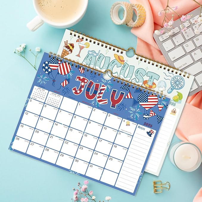 2026 Calendar - 18 Monthly Wall Calendar, July 2025 - December 2026, 8.5" x 11", Calendar 2026 with Twin-Wire Binding, Hanging Hook, Blocks and Julian Dates (2025-2026 Wall Calendar)