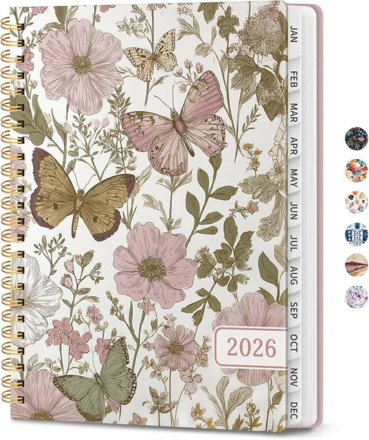 2026 Planner, Weekly and Monthly Planner for Women, Jan 2026 - Dec 2026 Pretty 2026 Calendar Planner with Monthly Tabs, Inner Pocket, Spiral Binding, Perfect for Office Home School - 6.3" x 8.5", Pastel Floral