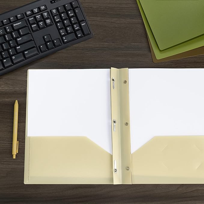 Mr. Pen- Plastic Folders with Pockets and Prongs, 5 Pack, Letter Size, Dark Earthy Colors, Flexible Plastic Folders with Prongs