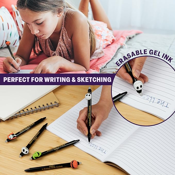 Get Trend Disney The Nightmare Before Christmas 5pcs Erasable Gel Ink Pens Cute Writing Pens for Kids Fun Stationery Set Gifts for Kids (TNBC)