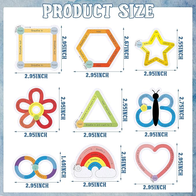 36 Pcs Sensory Strips Infinity Rainbow Anxiety Mindfulness Stickers Adults Stress Breathing Stickers Fidget Adhesives Rough Textured Tape for Classroom Desk Office Computer(Cute)