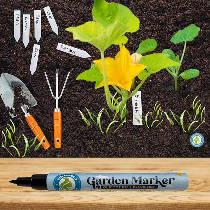 '-100 Pack 4" Plastic Plant Labels for Seedlings with 2 Pack of Garden Marker Pens (Garden Markers Fade Resistant Plant Markers Outdoor Waterproof Pen Black Permanent Markers Plant Tags)
